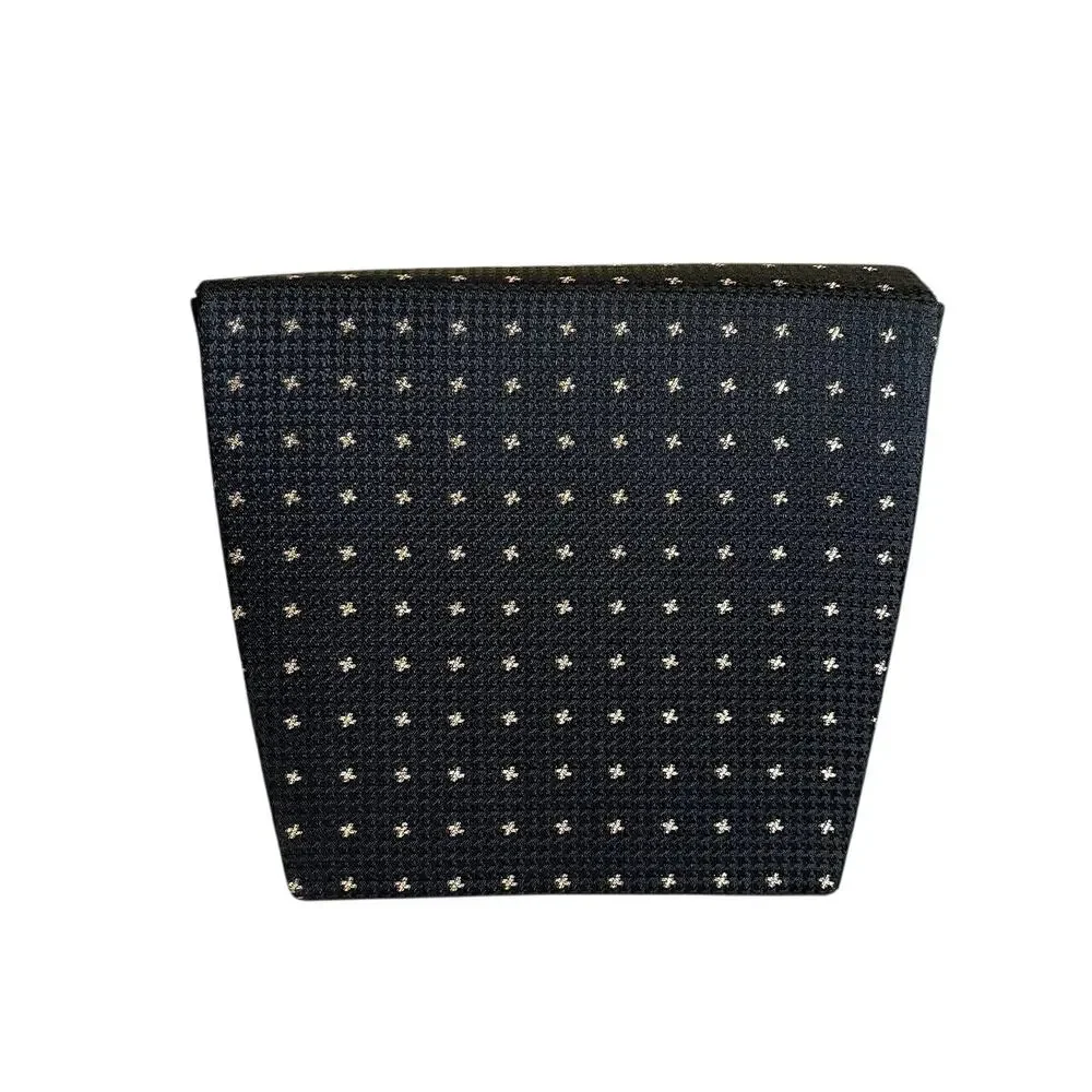 Vintage Whiting & Davis Black Jacquard Gold Dotted Box Convertible Evening Bag
